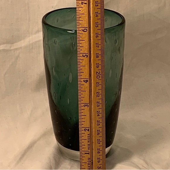 Handblown, Controlled Bubbles, Ombré Art Glass Vase Tumbler Blue/Green - Picture 10 of 10